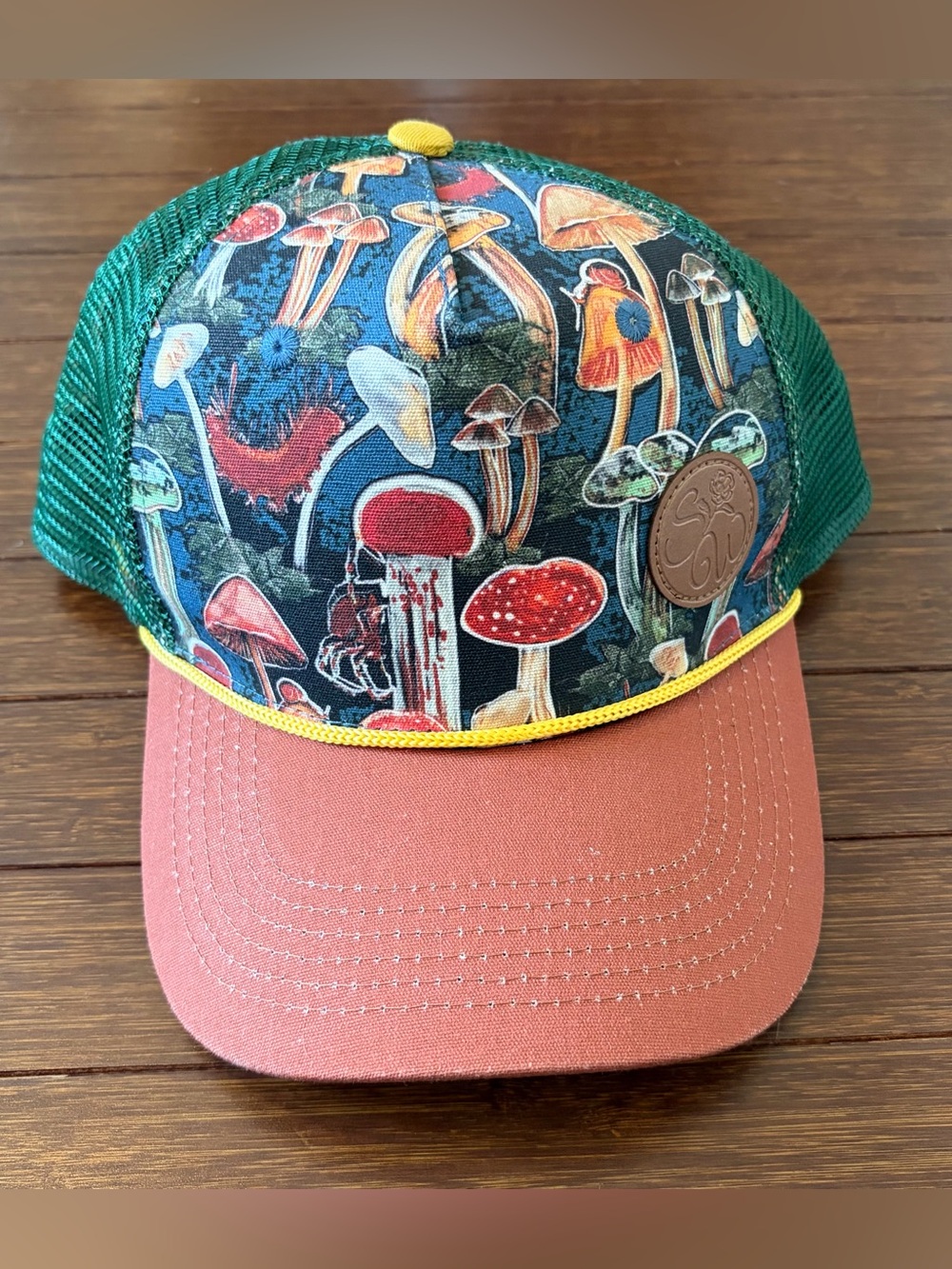 Sipsey Wilder Mush Love Trucker Hat Snap back mushroom cap adjustable Green